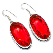 Earring Natural Mozambique Garnet Gemstone 925 Sterling Silver Gift 2.09"