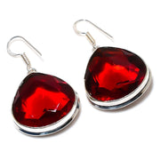 Earring Natural Mozambique Garnet Gemstone 925 Sterling Silver Gift 1.77"