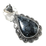 Natural Larvikite Gemstone, Handmade Sterling Silver Pendant"