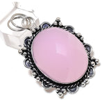 Pink Chalcedony Gemstone Pendant, Round Chalcedony Pendant, Sterling Silver Pendant "