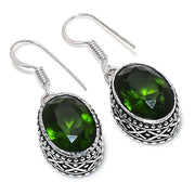 Earring Natural Peridot Gemstone Handmade 925 Sterling Silver Gift 1.42"