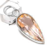 Natural Morganite Gemstone Pendant, Handmade Sterling Silver Pendant"