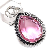 Pink Kunzite Pendant, Kunzite Gemstone Pendant, Sterling Silver Pendant"