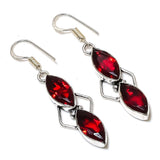 Earring Natural Mozambique Garnet Gemstone 925 Sterling Silver Gift 2.01"