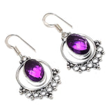 Natural Pink Amethyst Gemstone Silver Earring