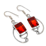 Earring Natural Mozambique Garnet Gemstone 925 Sterling Silver Gift 1.89"