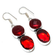 Earring Natural Mozambique Garnet Gemstone 925 Sterling Silver Gift 2.01"