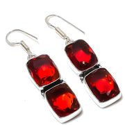 Earring Natural Mozambique Garnet Gemstone 925 Sterling Silver Gift 2.05"