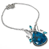 Necklace Natural Neon Blue Apatite, Topaz Gemstone 925 Sterling Silver