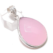 Pink Chalcedony Gemstone Pendant, Pink Pendant Sterling Silver Pendant"