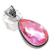 Pink Kunzite Gemstone Pendant, Sterling Silver Pendant, Kunzite Silver Pendant For Necklaces"