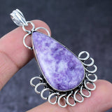 Natural Lepidolite Stone Handmade Pendant, Sterling Silver Pendant Necklace"