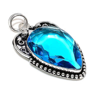 Natural London Blue Topaz Pendant, Sterling Silver Pendant"