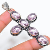 Rare Kunzite Gemstone Pendant, Wrapped with Sterling Silver Pendant"