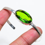 Bangle Natural Peridot Gemstone 925 Sterling Silver Cuff Adjustable