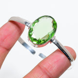 Bangle Natural Peridot Gemstone 925 Sterling Silver Cuff Adjustable