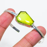 Bangle Natural Peridot Gemstone 925 Sterling Silver Cuff Adjustable