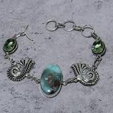 Bracelet Natural Republic Larimar,Tsavorite Stone 925 Sterling Silver 7-8"