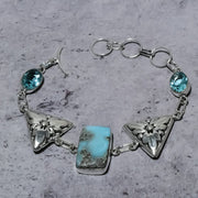 Bracelet Natural Republic Larimar,Blue Topaz Stone 925 Sterling Silver 7-8"