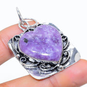 Natural Lepidolite Gemstone Pendant, Sterling Silver Pendant"