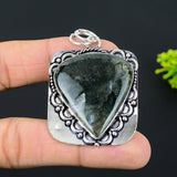 Natural Moss Agate Gemstone Pendant, Handmade Sterling Silver Pendant"