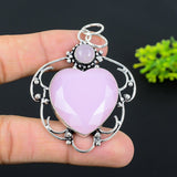 Pink Chalcedony Pendant, Pink Stone Pendant, Sterling Silver Pendants"