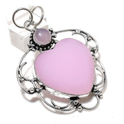 Pink Chalcedony Pendant, Pink Stone Pendant, Sterling Silver Pendants"