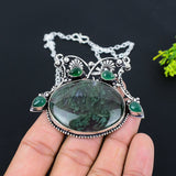 Necklace Natural Moss Agate, Onyx Gemstone 925 Sterling Silver Gift