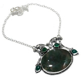 Necklace Natural Moss Agate, Onyx Gemstone 925 Sterling Silver Gift