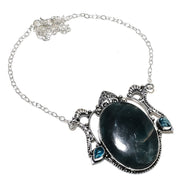 Necklace Natural Neon Blue Apatite, Blue Topaz 925 Sterling Silver