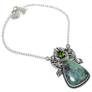 Necklace Natural K2 Azurite, Peridot Gemstone 925 Sterling Silver