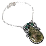 Necklace Natural Moss Agate, Onyx Gemstone 925 Sterling Silver Gift