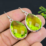 Earring Natural Peridot Gemstone Handmade 925 Sterling Silver Gift 1.77"