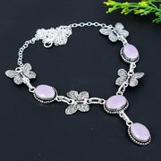 Necklace Natural Pink Chalcedony Gemstone 925 Sterling Silver Gift