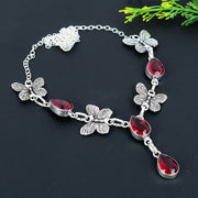 Necklace Natural Mozambique Garnet Gemstone 925 Sterling Silver Gift