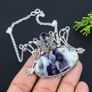 Necklace Natural Kemmererite, Amethyst Gemstone 925 Sterling Silver