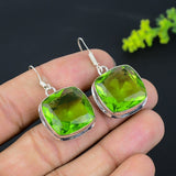 Earring Natural Peridot Gemstone Handmade 925 Sterling Silver Gift 1.58"