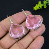 Earring Natural Pink Kunzite Gemstone Handmade 925 Sterling Silver 1.77"