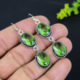 Earring Natural Peridot Gemstone Handmade 925 Sterling Silver Gift 2.29"