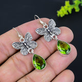 Earring Natural Peridot Gemstone Handmade 925 Sterling Silver Gift 1.89"