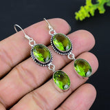 Earring Natural Peridot Gemstone Handmade 925 Sterling Silver Gift 2.36"