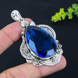 Natural London Blue Topaz Gemstone Pendant, Pendant For Woman's