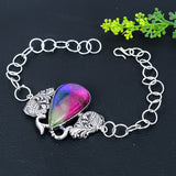 Bracelet Natural Rainbow Solar Quartz Handmade 925 Sterling Silver 7-8"