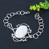 Bracelet Natural Rainbow Moonstone Gemstone 925 Sterling Silver 7-8"