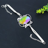 Bracelet Natural Rainbow Solar Quartz Handmade 925 Sterling Silver 7-8"