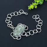 Bracelet Natural Seraphinite Gemstone Handmade 925 Sterling Silver 7-8"