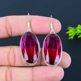 Earring Natural Mozambique Garnet Gemstone 925 Sterling Silver Gift 2.09"