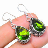 Earring Natural Peridot Gemstone Handmade 925 Sterling Silver Gift 1.42"