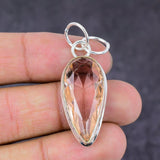 Natural Morganite Gemstone Pendant, Handmade Sterling Silver Pendant"