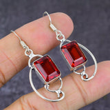 Earring Natural Mozambique Garnet Gemstone 925 Sterling Silver Gift 1.89"